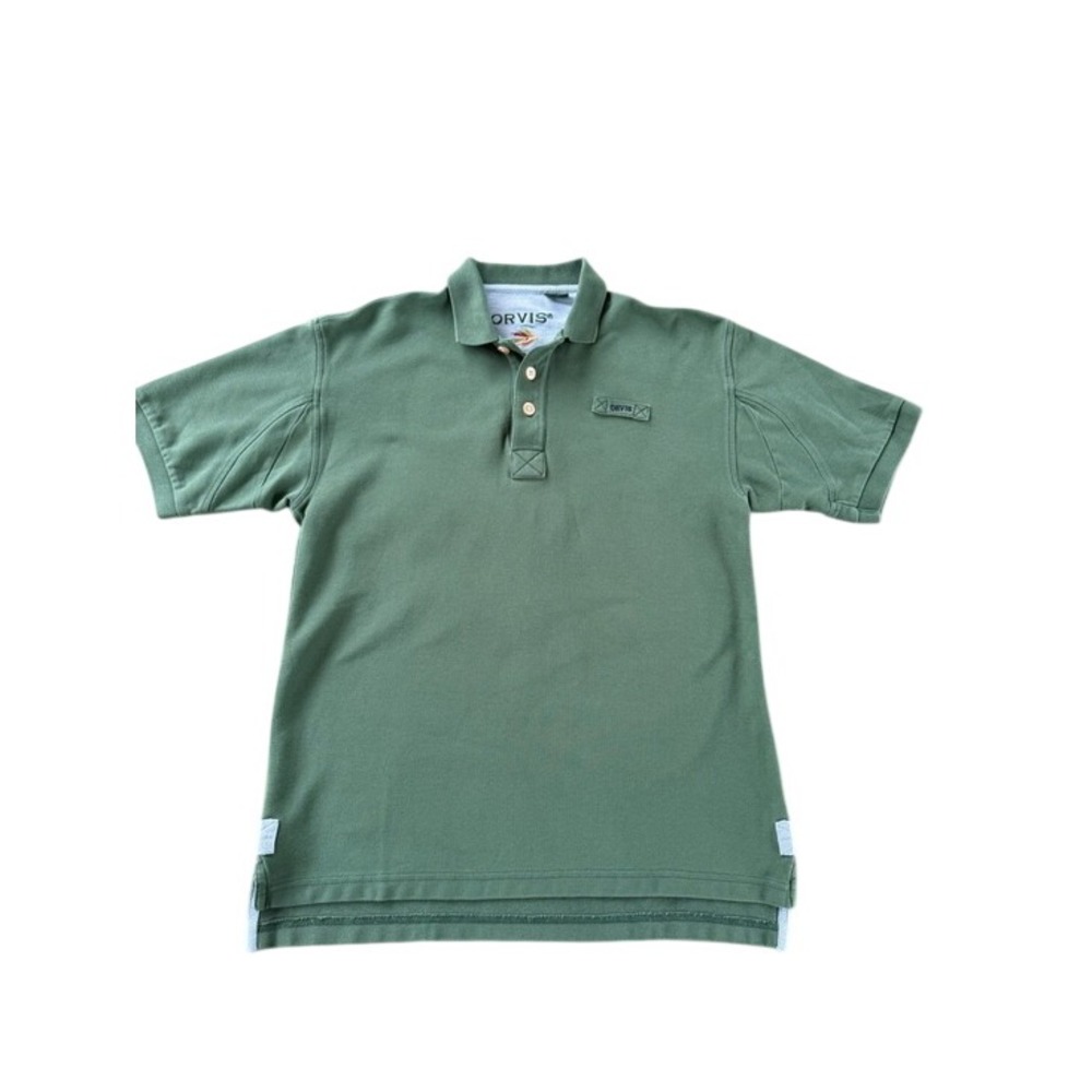 Orvis Men's Green 100% Cotton Polo Shirt Preppy Outdoors